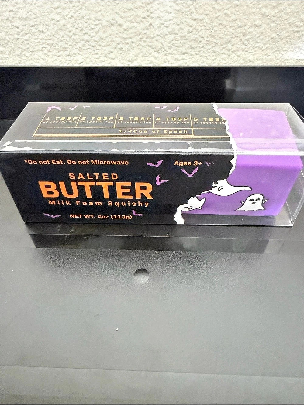K2A Brands Salted Butter Milk Foam Squishy - Halloween Ghost Black & Purple NWT